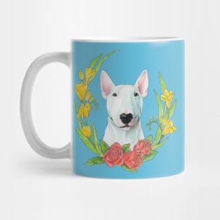 Bull terrier with flowers Mug